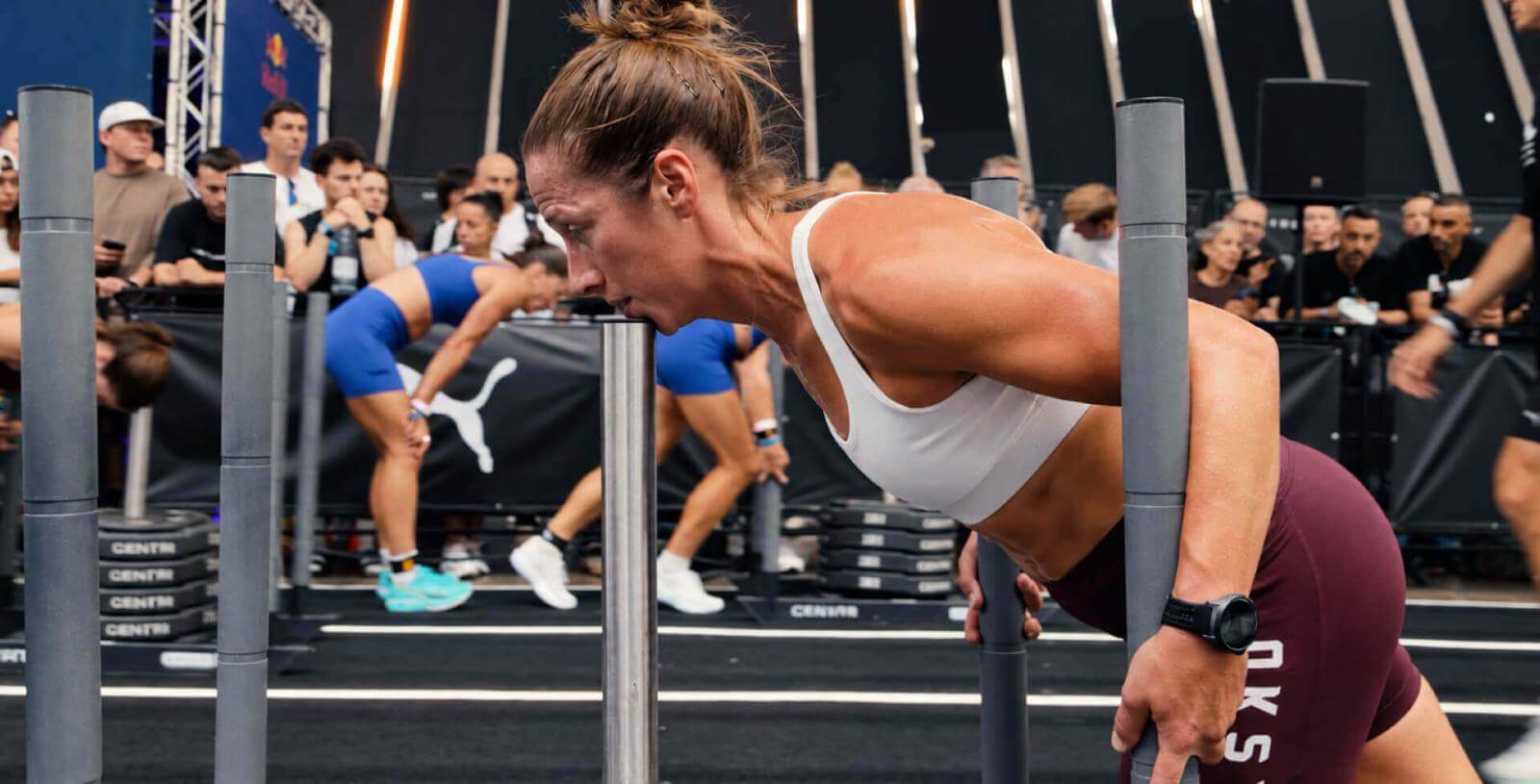 Kat Parrell durante una prueba en HYROX Tenerife.